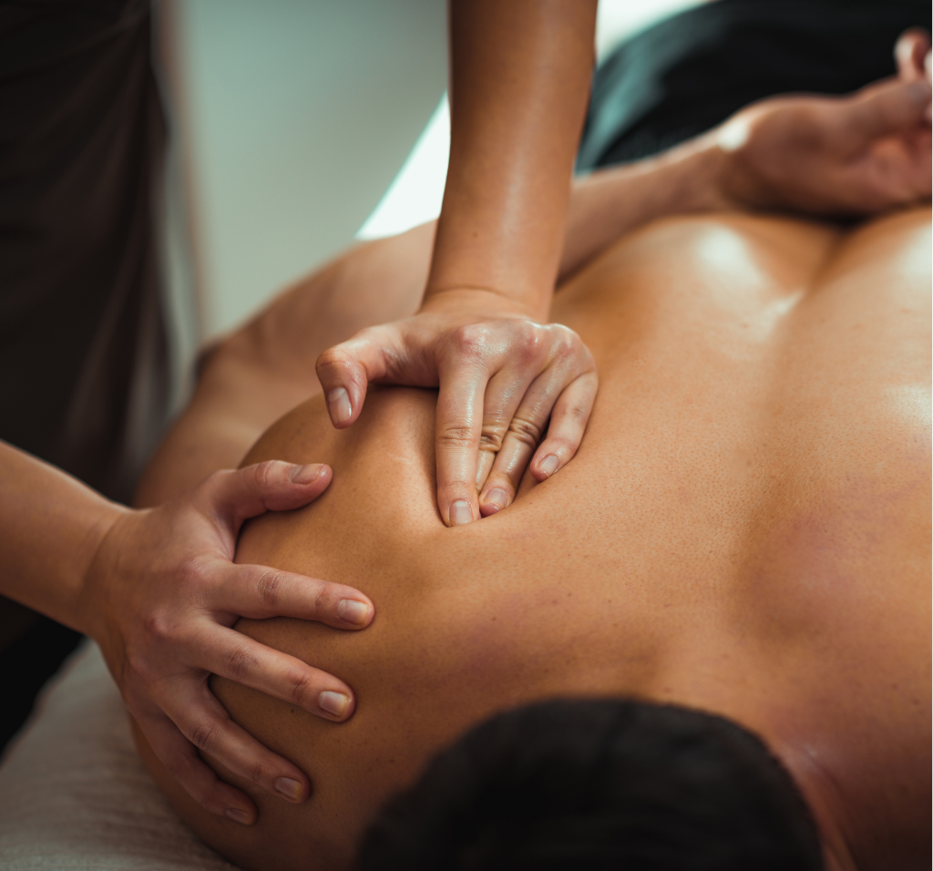 15 Man receiving a therapeutic massage on his upper back